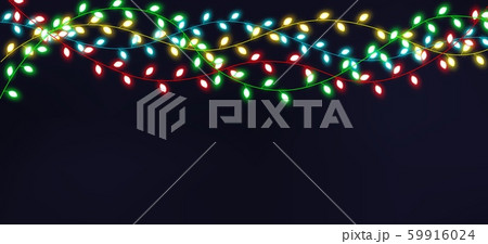 Christmas colorful lights on dark blue background. Glowing lights for Christmas and New Year Christmas colorful lights on dark blue background. Glowing lights for Christmas and New Year 59916024