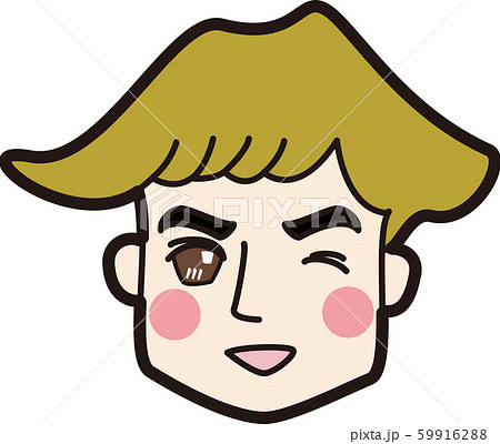 ハンサム 濃い顔 男性 かっこいい 太眉 キラキラ ウィンク 笑顔 茶髪のイラスト素材