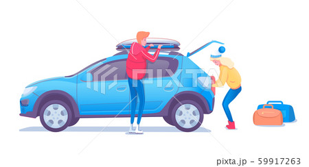 Family on winter trip flat vector illustration 59917263