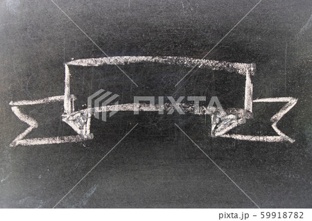 White chalk hand drawing in blank award ribbon White chalk hand drawing in blank award ribbon 59918782