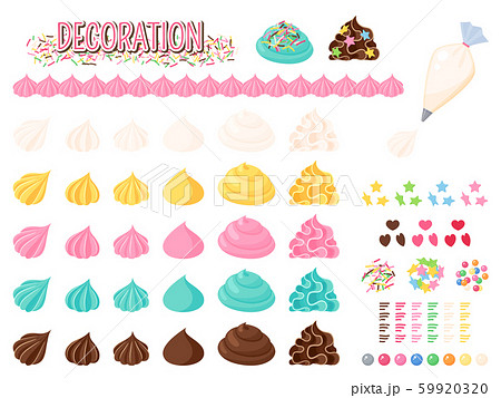 お菓子作り ホイップ イラスト デコレーションセットのイラスト素材 5993