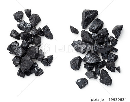 Black Coal Pile Isolated On White Background 59920624