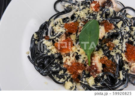 Black pasta with cuttlefish ink 59920825