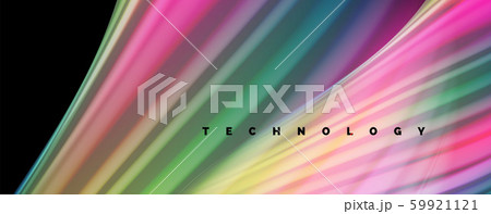 Fluid liquid color wave lines, glowing colorful light effect, abstract composition template 59921121