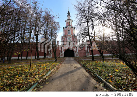 Donskoy Monastery. Medieval Russian churches on the territory -- monastery was established in 1591 and used to be a fortress. Moscow, Russia 59921289