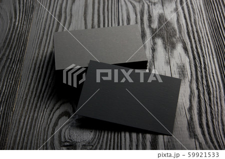 Business card blank on wooden background. Corporate Stationery, Branding Mock-up. Creative designer 59921533