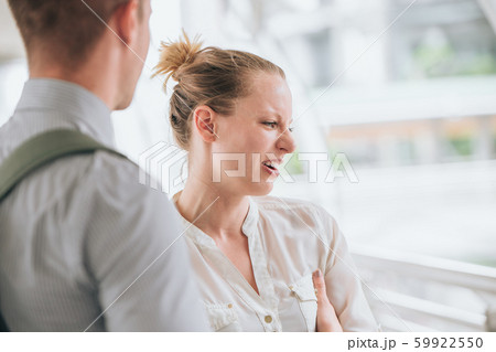 Couple argue, Woman angry and crying expression when quarrel serious talking 59922550