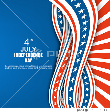 Red, blue and white wavy ribbons with stars on blue background Independence day background Red, blue and white wavy ribbons with stars on blue background Independence day background 59923214