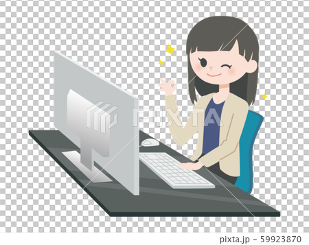 オフィスワークの女性 オフィスカジュアルのイラスト素材