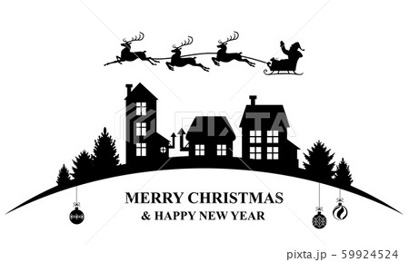 Christmas banner with Santa Claus flying over the Christmas banner with Santa Claus flying over the 59924524