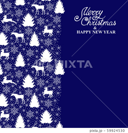 Christmas card with deer, fir, pine and snowflakes Christmas card with deer, fir, pine and snowflakes 59924530