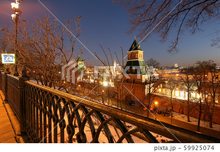 Inside of Moscow Kremlin at night, Russia. UNESCO World Heritage Site 59925074