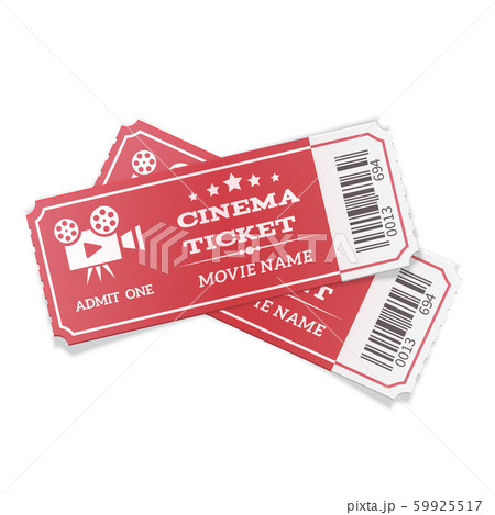 Realistic pair of modern red movie tickets isolated on white background. Realistic pair of modern red movie tickets isolated on white background. 59925517