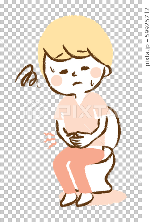腹部疼痛上廁所的年輕女子手繪插圖 腹部疼痛上廁所的年輕女子手繪插圖 59925712