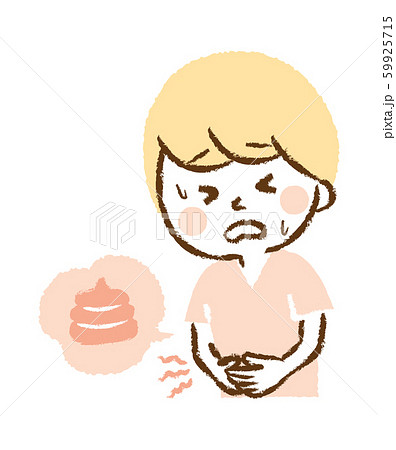 腹痛　我慢　若い男性　手描きイラスト 59925715