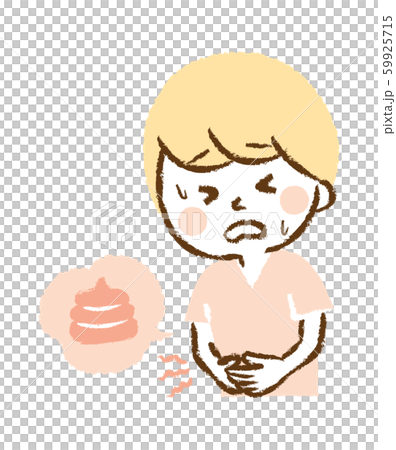 腹痛　我慢　若い男性　手描きイラスト 59925715