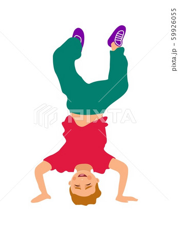 Boy upside down on his hands. Color flat vector 59926055