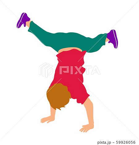 Boy upside down on his hands. Color flat vector 59926056