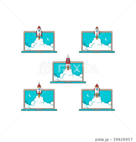 laptop notebook rocket booster vector set 59926957