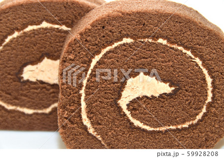 チョコロールケーキ・ロールケーキ・断面 59928208