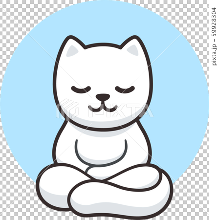 Cartoon Cat Meditatingのイラスト素材 5994