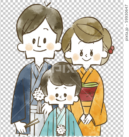 Kimono family-parent-child-smile-watercolor Kimono family-parent-child-smile-watercolor 59930647