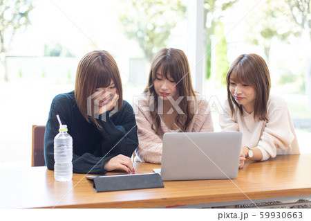 打合せする女性グループ 59930663