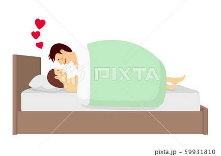 男女の関係 Sex セックス 性行為 ベッドイン いやらしくないイメージのイラストのイラスト素材