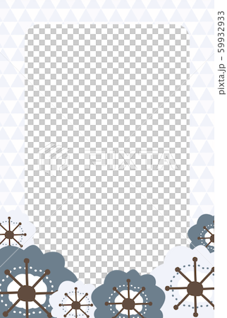 藍色と水色の梅の花の冬のメッセージカード 59932933