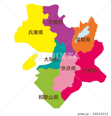 近畿地方2府4県の地図イラストを無料ダウンロード