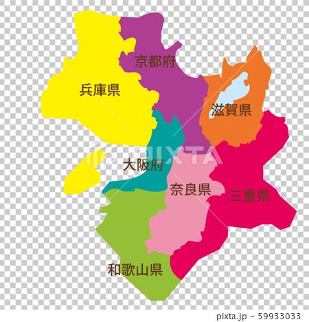 近畿地方 ブロック別地図のイラスト素材
