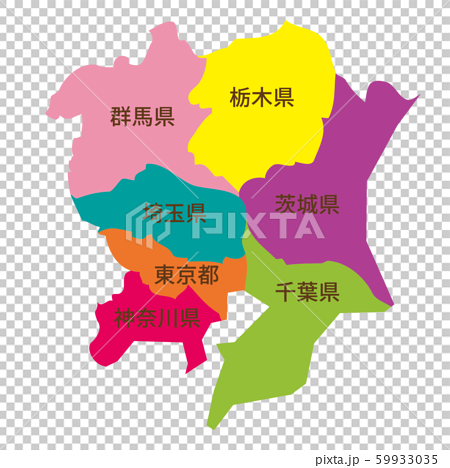 関東地方 ブロック別地図のイラスト素材
