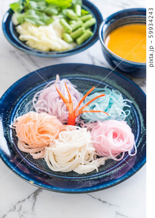 noodles with fish curry sauce and vegetable noodles with fish curry sauce and vegetable 59934243