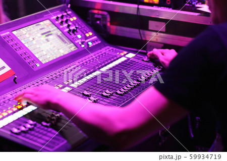 audio mixer console in live concert event audio mixer console in live concert event 59934719