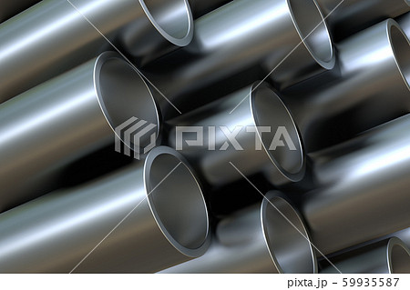 Steel pipes of isolated on white background. Glossy 3d rendering steel tubes design Steel pipes of isolated on white background. Glossy 3d rendering steel tubes design 59935587