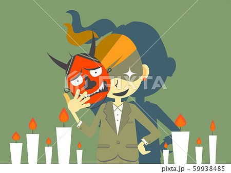 ビジネスウーマン　憤怒　般若のお面 59938485