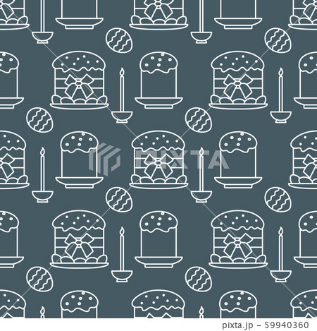 Seamless pattern with Easter cakes, candle, eggs 59940360