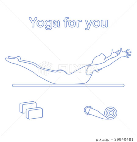 Sport Woman in yoga pose, blocks, belt for yoga. 59940481