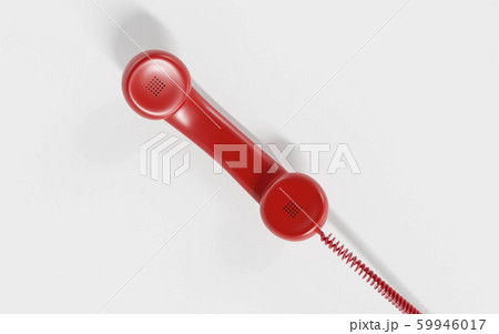 red telephone handset over white background 3d render illustration 59946017