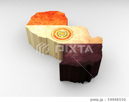 Paraguay 3d textured map with a Paraguayan flag 59946550