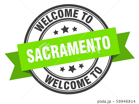 Sacramento stamp. welcome to Sacramento green sign 59946814