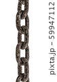 A piece of an old rusty chain isolated on white. Corrosion threw from the sea air. 59947112