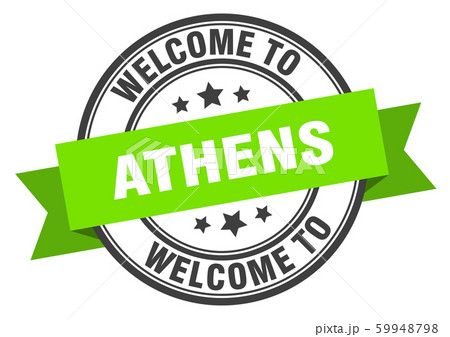 Athens stamp. welcome to Athens green sign 59948798