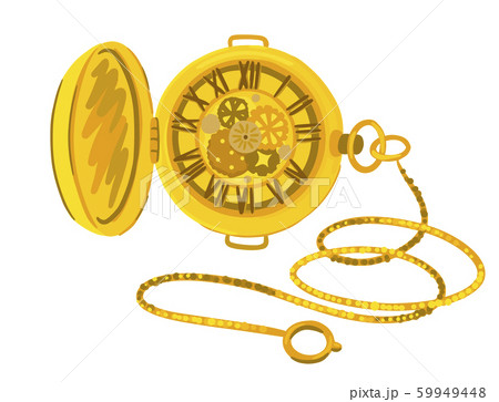 Gold pocket watch with chain. Vector drawn illustration. Gold pocket watch with chain. Vector drawn illustration. 59949448