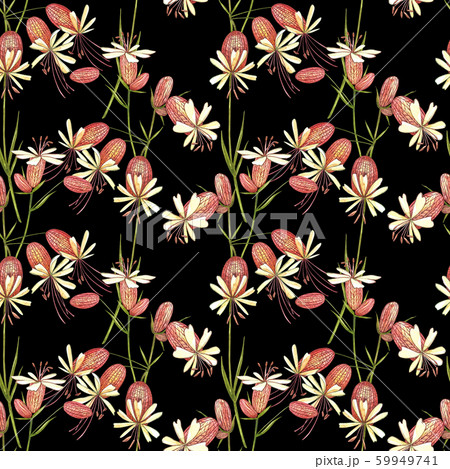 Bladder campion flowers. Watercolor set of drawing cornflowers, floral elements, hand drawn botanical illustration. Seamless patterns. 59949741