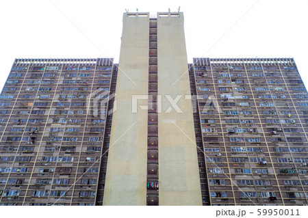 View of high vintage residential building with full occupied capacity of the building. Lifestyle in big city with old tower 59950011