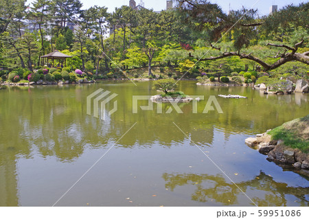 縮景園の濯えい池の景色 59951086