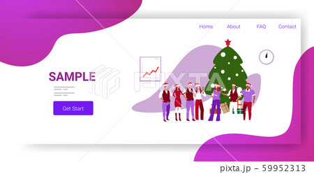 businesspeople in santa hats celebrating corporate party colleagues drinking champagne standing near 59952313