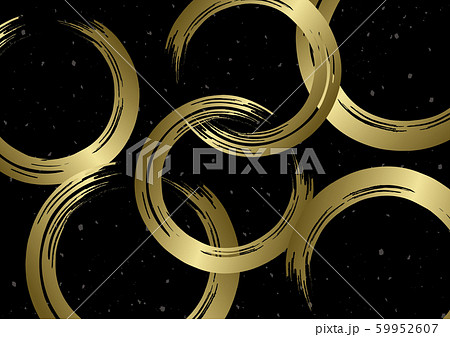 金の筆の丸と黒い背景のイラスト素材