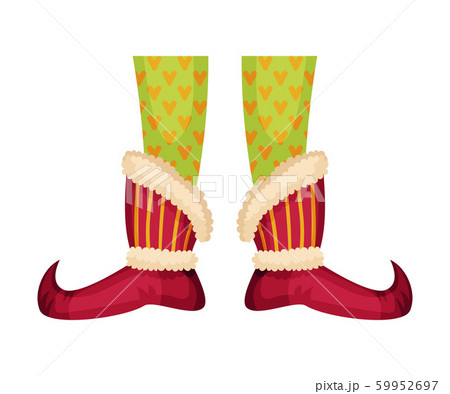 Elf Legs in Patterned Stockings and Funny Shoes With Jingle Bell Vector Item Elf Legs in Patterned Stockings and Funny Shoes With Jingle Bell Vector Item 59952697